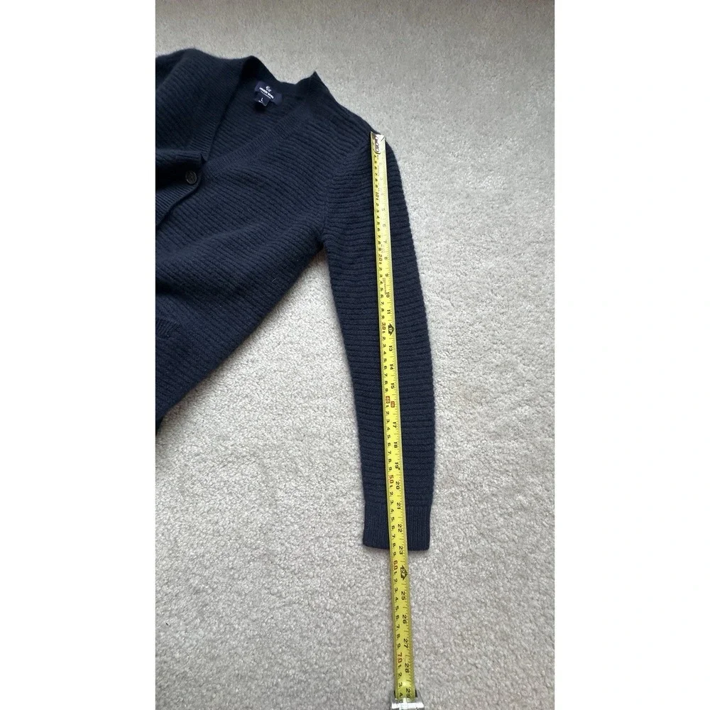 Lands' End Girls 100% Cashmere Cardigan Sweater Size L 14-16 Navy Blue